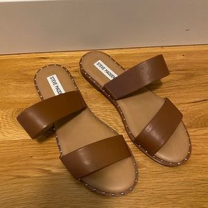 Steve Madden Cognac Leather Slides Size 7
